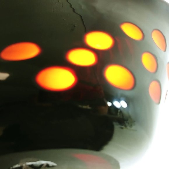 Art Glass Oval Bowl Hand Blown Pontil Mark Ruby Red Transparent Etched Circles - Picture 6 of 10